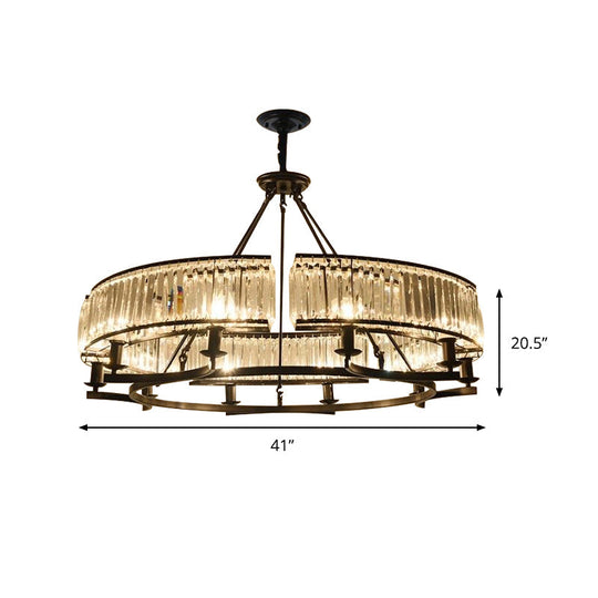 Contemporary Crystal Chandelier: Drum Shape 6/8/10 Lights Black/Gold Hanging Pendant Lamp