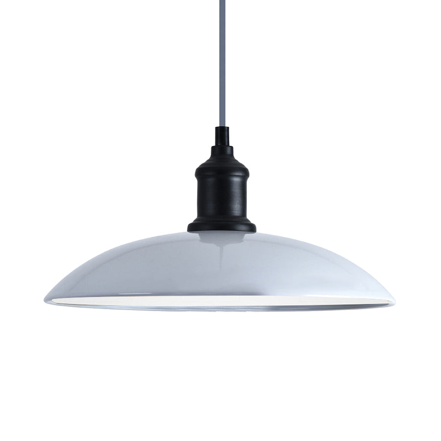 Industrial Style Metallic Saucer Pendant Light - 12.5"/16" W - 1 Light - Black/White - for Living Room Ceiling