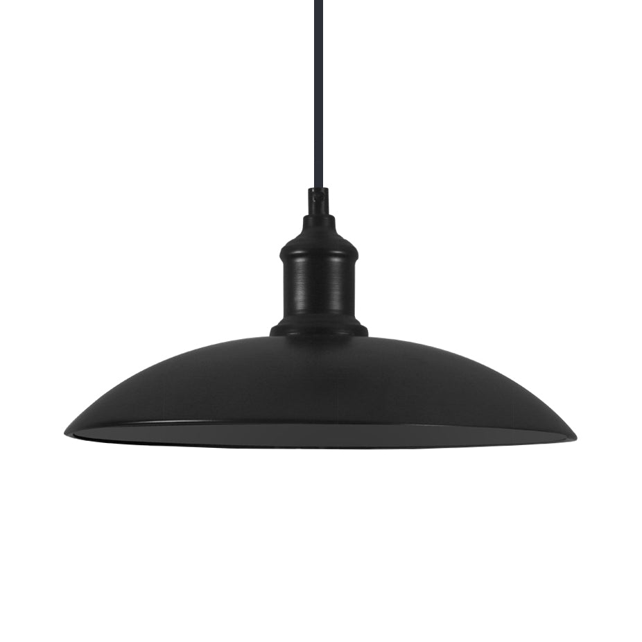 Industrial Style Metallic Saucer Pendant Light - 12.5"/16" W - 1 Light - Black/White - for Living Room Ceiling