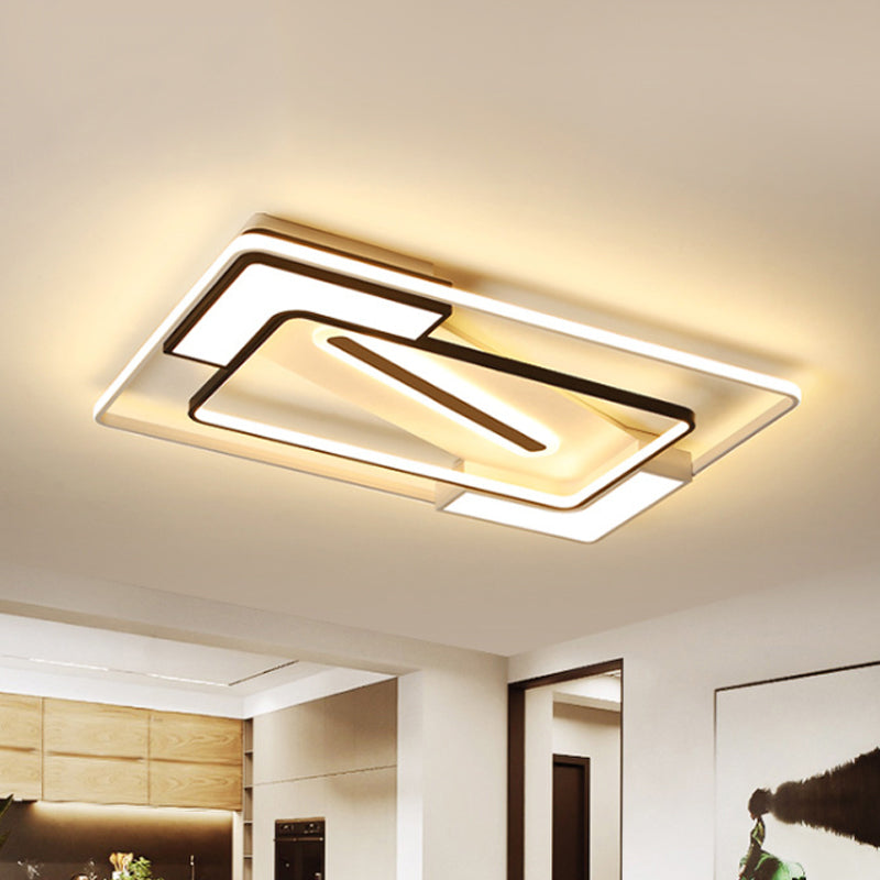 Plafonnier LED moderne en métal noir/blanc, 40,6/49,5/90,9 cm de largeur