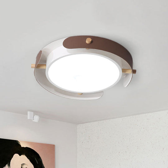 White/Brown Nordic Style Ceiling Lamp with Diffuser - 16"/19.5" Diameter