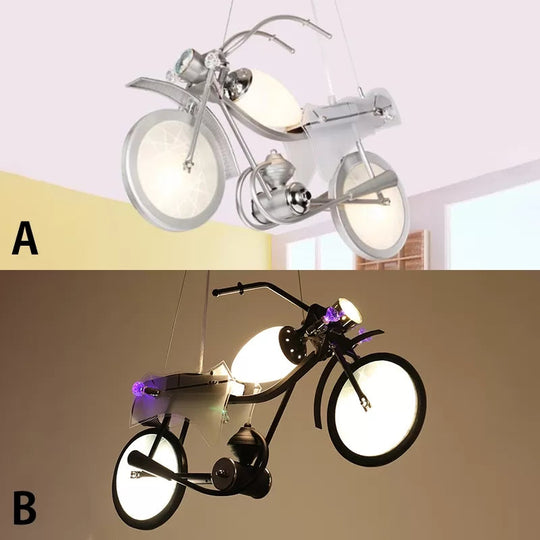 Modern Monochrome Bicycle Pendant Light - Stylish Metal Hanging For Shop