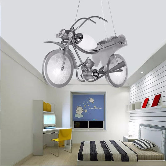 Modern Monochrome Bicycle Pendant Light - Stylish Metal Hanging For Shop