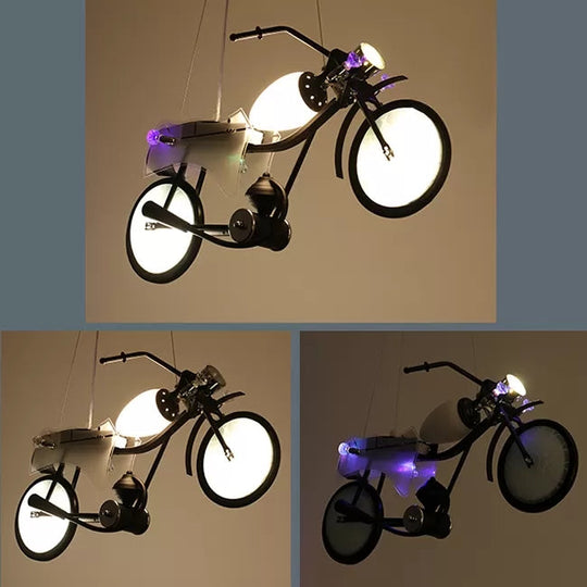 Modern Monochrome Bicycle Pendant Light - Stylish Metal Hanging For Shop