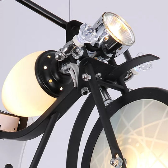 Modern Monochrome Bicycle Pendant Light - Stylish Metal Hanging For Shop