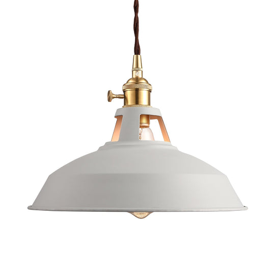 Industrial Style Barn Pendant Lamp - Black/White Metallic Ceiling Light For Kitchen