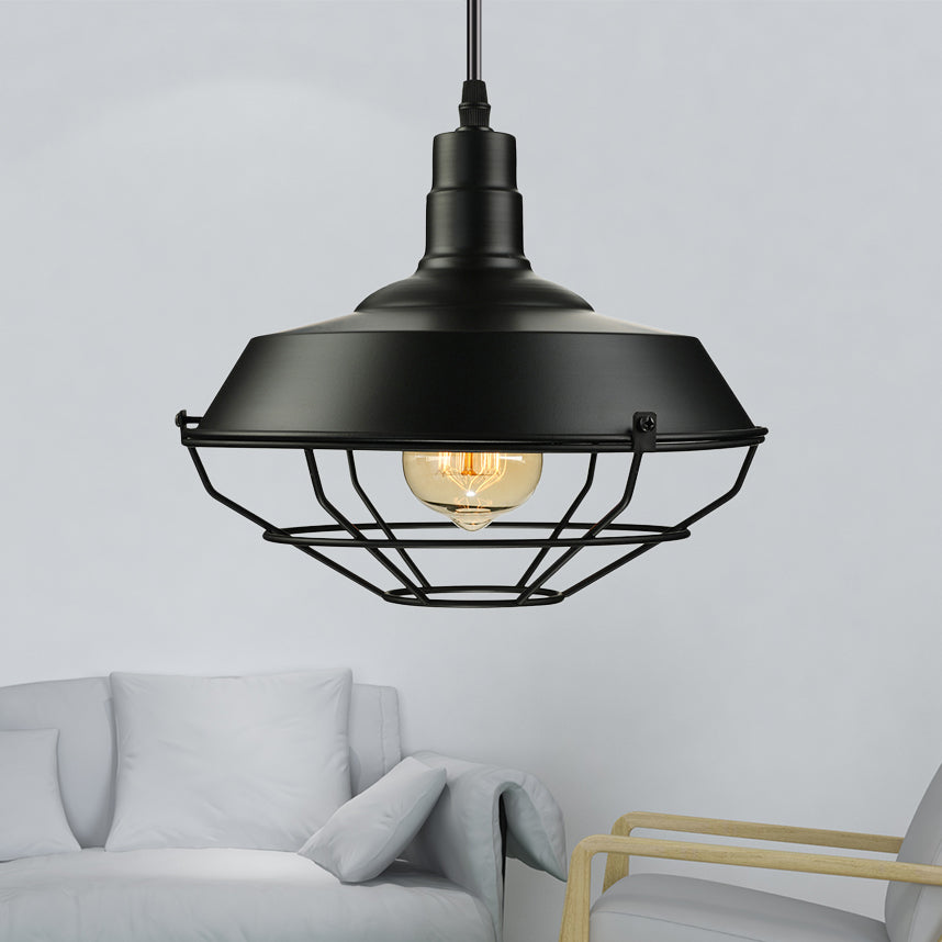 Metal Farmhouse Pendant Light with Barn Shade in Black - 1 Head, 3 Sizes Available