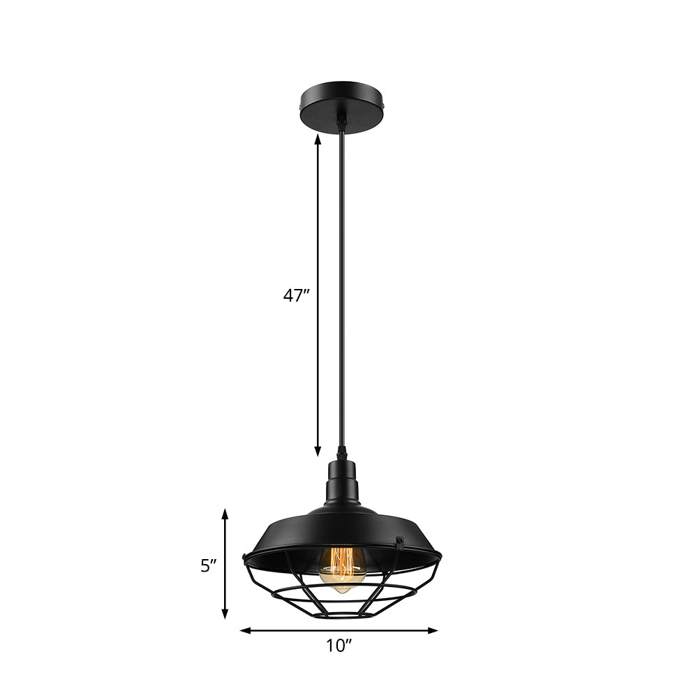 Metal Farmhouse Pendant Light with Barn Shade in Black - 1 Head, 3 Sizes Available