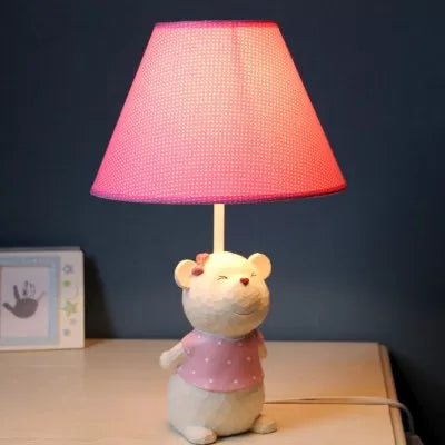 Bear Cartoon Fabric Desk Lamp Adjustable Bedside Reading Light Pink / C