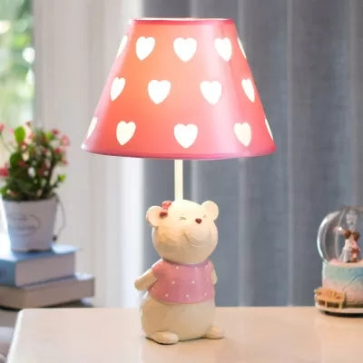 Bear Cartoon Fabric Desk Lamp Adjustable Bedside Reading Light Pink / G