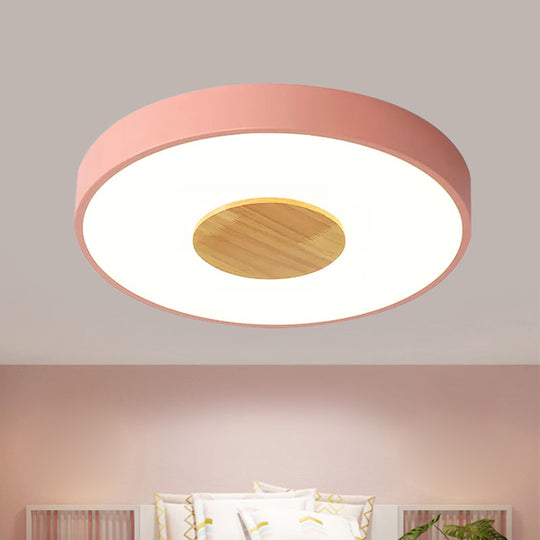 Nordic Metal Flush Mount Ceiling Light - 12/16/19.5 Diameter Integrated Led Fixture For Bedroom