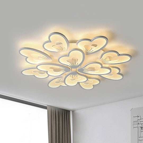 Modern Creative Petal Ceiling Flush Mount Acrylic White Integrated Led Living Room Light (9/12/15