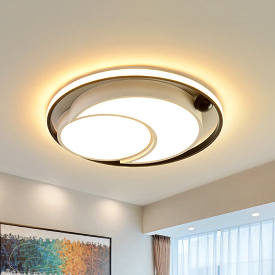 Nordic Acrylic Led Ceiling Mounted Light For Bedroom - White/Black Flush Mount Warm/White Glow