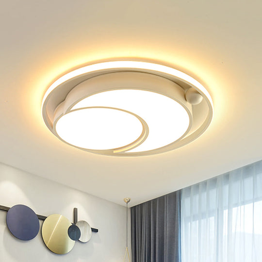 Nordic Acrylic Led Ceiling Mounted Light For Bedroom - White/Black Flush Mount Warm/White Glow