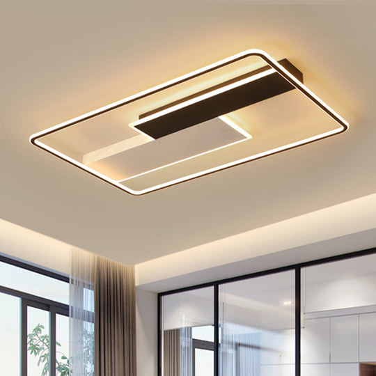 Modern Acrylic LED Flush Mount Ceiling Lamp - Black, Warm/White Light - 19.5"/37.5