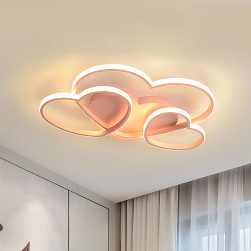 Heart LED Flush Mount Ceiling Fixture for Kid's Room - Nordic Acrylic in White/Pink/Gold - 19.5" or 23.5" Wide