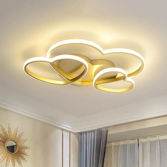 Heart LED Flush Mount Ceiling Fixture for Kid's Room - Nordic Acrylic in White/Pink/Gold - 19.5" or 23.5" Wide