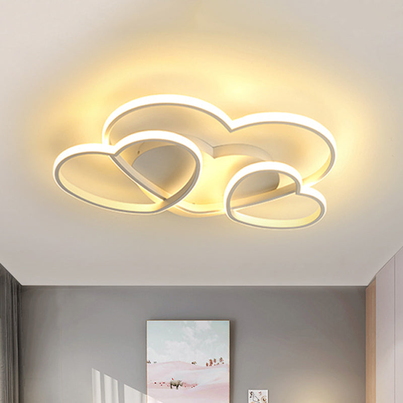 Heart LED Flush Mount Ceiling Fixture for Kid's Room - Nordic Acrylic in White/Pink/Gold - 19.5" or 23.5" Wide