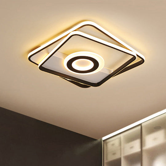 Contemporary Black Acrylic Flush Mount LED Ceiling Light for Living Room - Warm/White Light, 16"/19.5"/23.5" Sizes