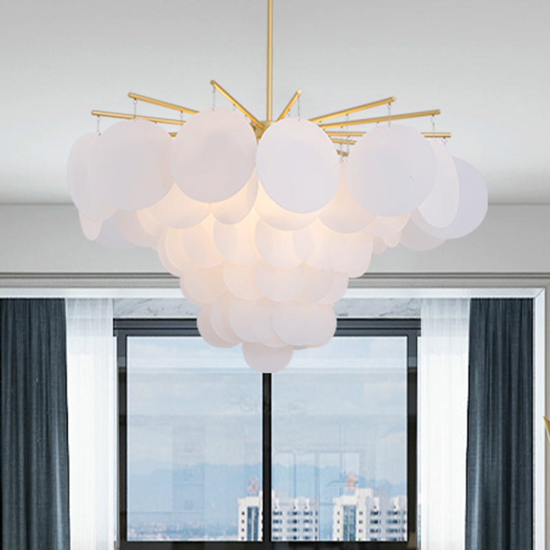 White Flaky Chandelier - Wide 25/25.5/34 Simple 4 Lights Acrylic Pendant For Bedroom