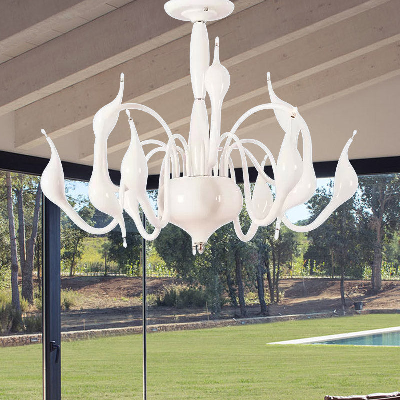 Swan Acrylic Shade White Ceiling Chandelier -12/18 Light Living Room Pendant