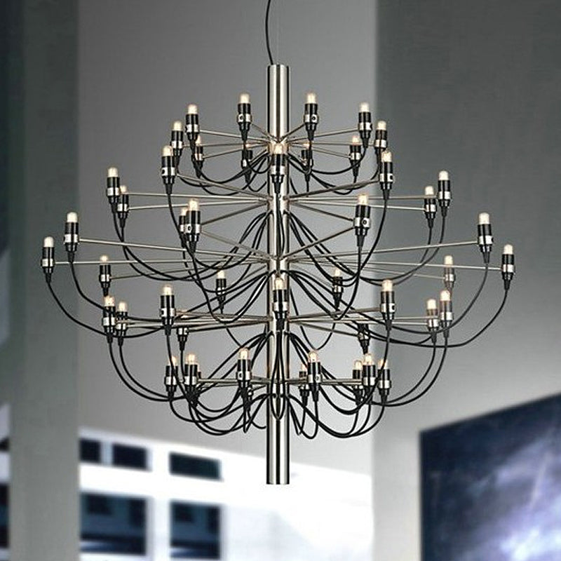 Modernist Metallic 18/30-Light Layered Chandelier: Stylish Dining Room Ceiling Lamp In Chrome