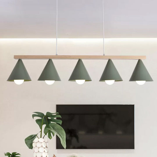 Green Iron Island Pendant With Nordic Design- 3/5 Head Ceiling Light