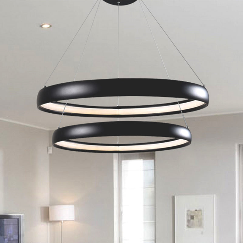 Modern Black Brown Gold Orbit Led Ceiling Light: 1/2/3-Light Acrylic Chandelier In Warm White