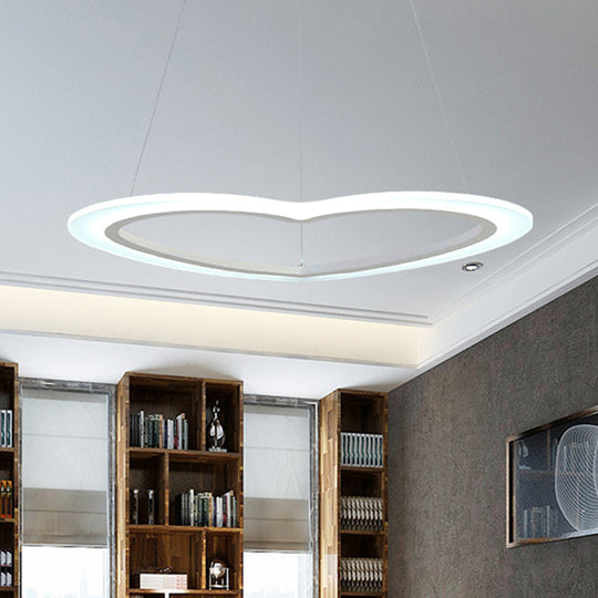 Modern Heart-Shaped Led Chandelier Pendant For Living Room Ceiling - Warm/White Light