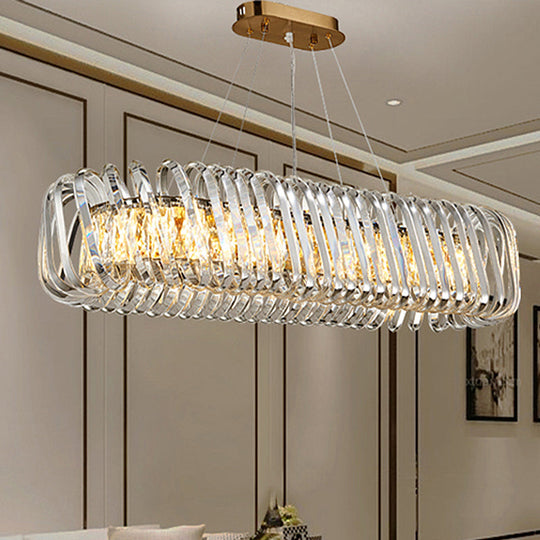 Led Island Pendant With Clear Crystal Shade - Contemporary Hanging Light Fixture