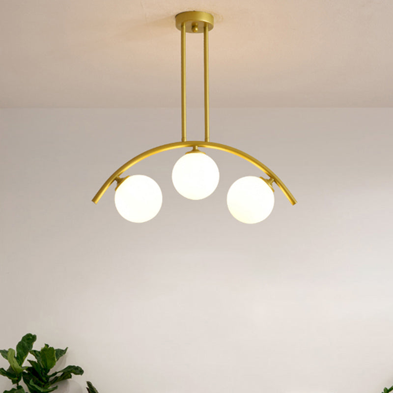 Gold Island Pendant With Clear/White Shade And Curvy Design - Perfect For Modern Kitchens (3/5/7