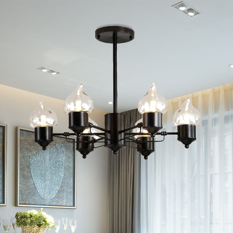 Vintage Black Glass Chandelier: Clear Candle Pendant Lighting For Bedroom 3/6/8-Light