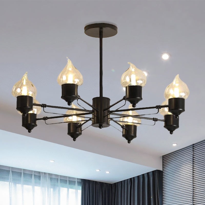 Vintage Black Glass Chandelier: Clear Candle Pendant Lighting For Bedroom 3/6/8-Light