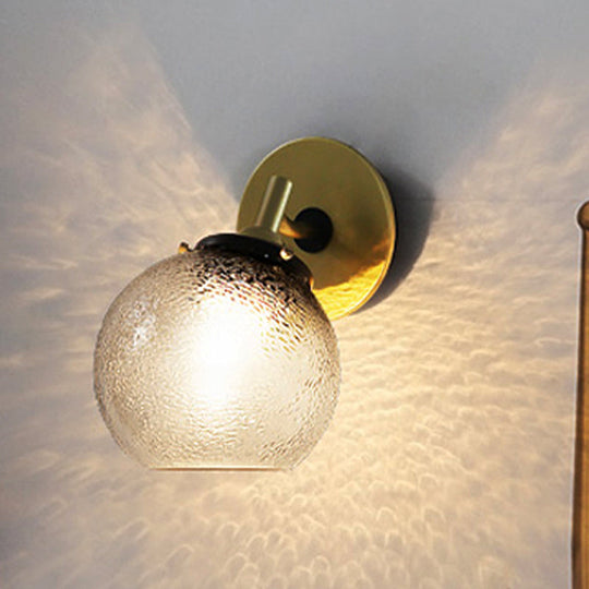 Gold Textured Glass Sphere Wall Light - Modern Vintage Mini Mount