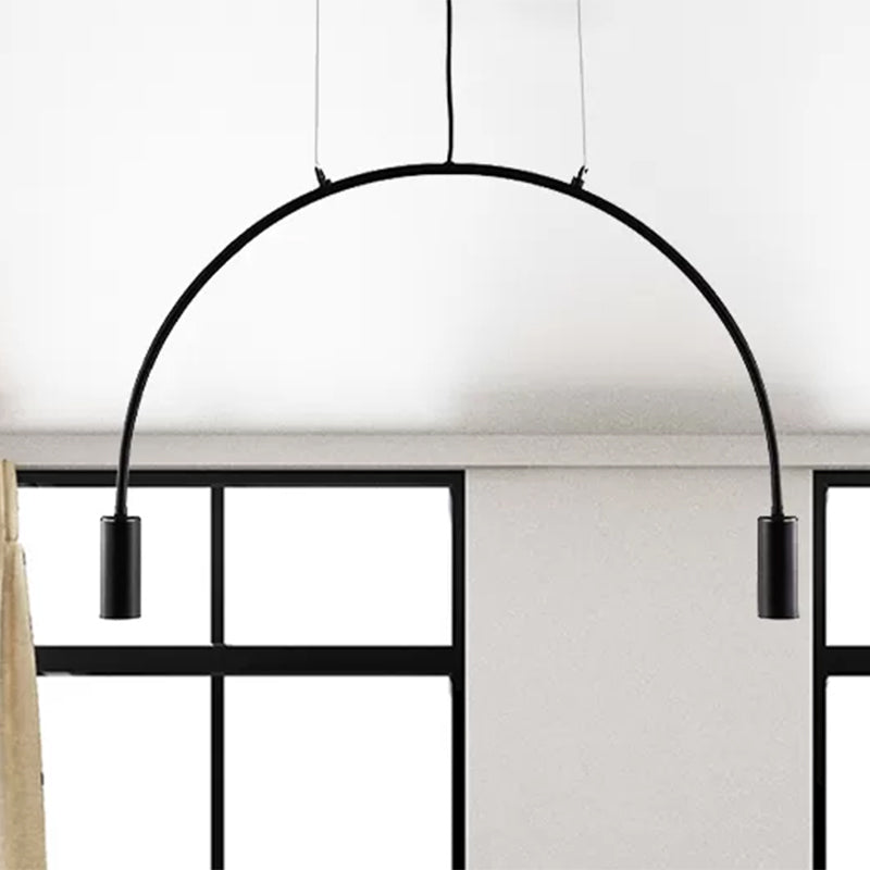 Arched Pendant Lighting With Led For Bar - Contemporary Black Metal 2/3/5 Lights