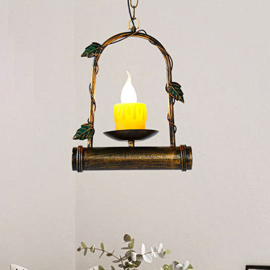 Rustic Aged Brass Arched Pendant Light For Lodge-Style Decor