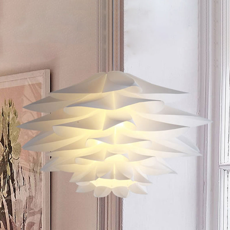 1-Light Lotus Acrylic Suspension Pendant for Bedroom, White Hanging Ceiling Light - 14"/18"/21.5" Wide