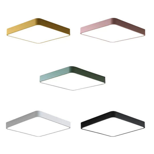 Nordic Style LED Ceiling Lamp - Slim Square Flush Mount for Offices & Hallways