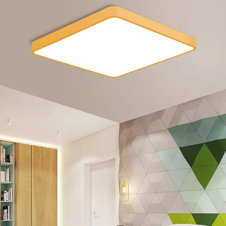 Nordic Style LED Ceiling Lamp - Slim Square Flush Mount for Offices & Hallways