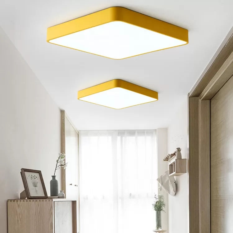 Nordic Style LED Ceiling Lamp - Slim Square Flush Mount for Offices & Hallways