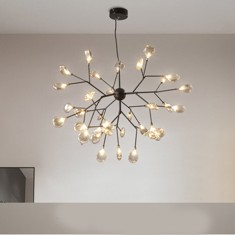 Post-Modern Glass Chandelier Light For Dining Room With Led Ceiling Lighting - Branched Firefly