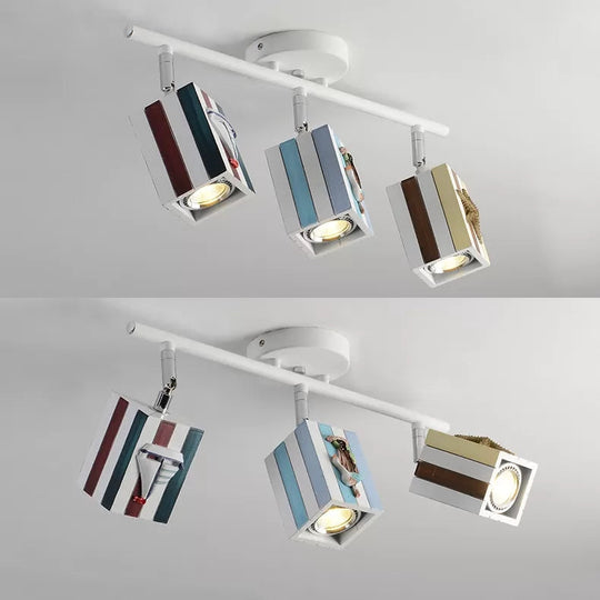 Contemporary Rotatable Rectangular Metal Gallery Ceiling Mount Spotlight with High Brightness