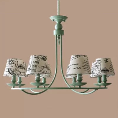 Tapered Green Metal Pendant Light Nordic Style Hanging For Kindergarten