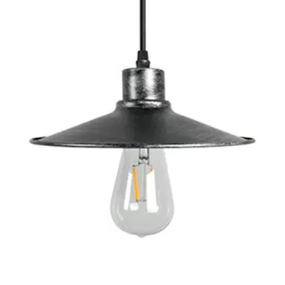 Industrial Iron Flared Shade Pendant Ceiling Light - Antique Brass/Rust Finish - Ideal for Dining Tables, 1 Bulb