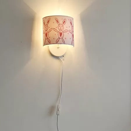 Drum-Shaped Kids Fabric Wall Lamp: Undertint Light For Stair Hallway