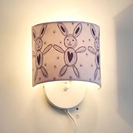 Drum-Shaped Kids Fabric Wall Lamp: Undertint Light For Stair Hallway