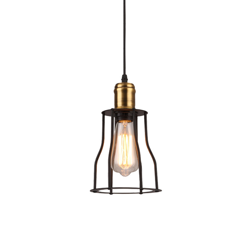 Bronze/Brass Industrial Mini Wire Cage Pendant Light For Living Room