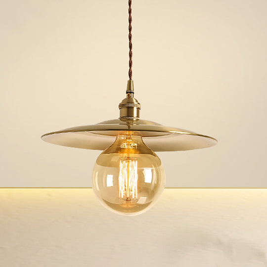 Mid Century Metallic Pendant Light With Adjustable Brass Cord - 1-Light Ceiling Fixture