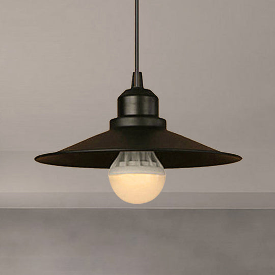 Black Industrial Flared Ceiling Pendant Light - Metal Hanging Lamp for Dining Table