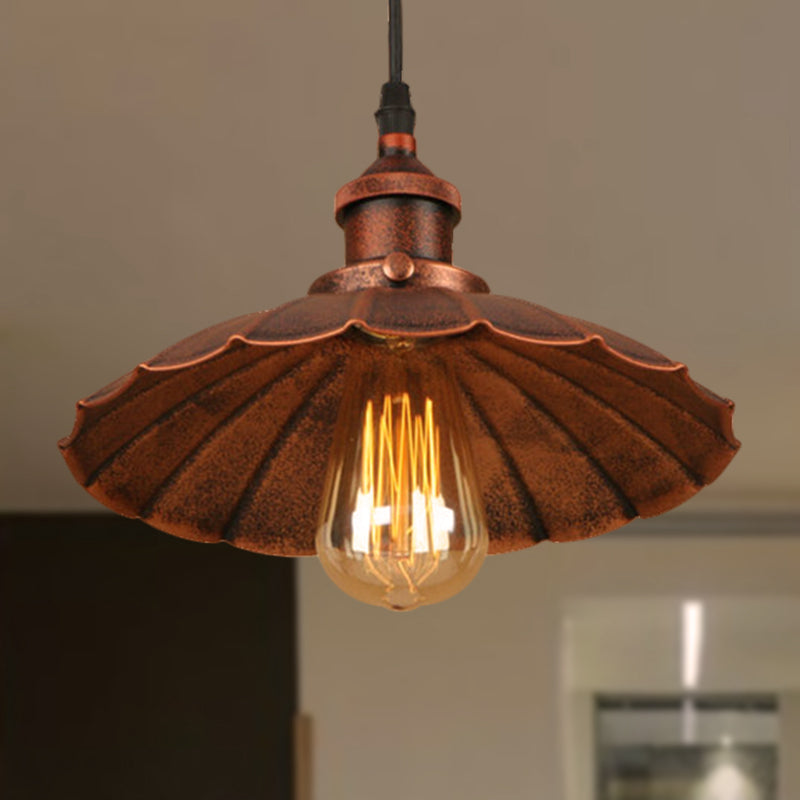 Farmhouse Scalloped Iron Pendant Light with 1 Hanging Ceiling Light - Indoor Lighting